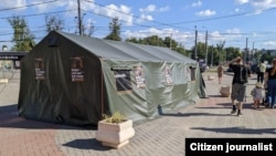 Вербовочная палатка в Нижнем Новгороде