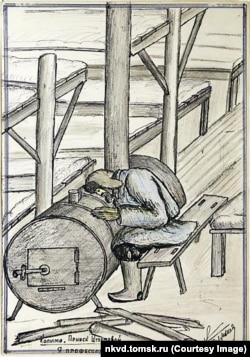 Рисунок Георгия Дмитриевича Кусургашева из серии "Колымская эпопея"