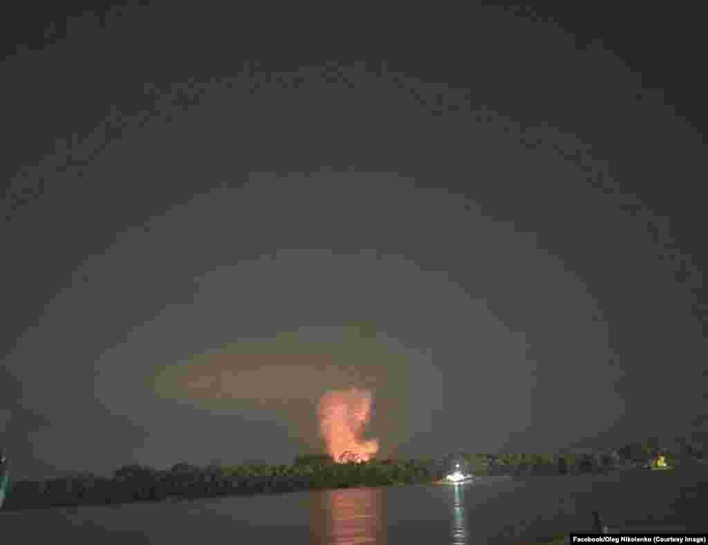 An image purporting to show an explosion on Romanian territory during the drone attacks on Ukrainian port facilities. The video was reportedly taken from the Ukrainian side of the Danube River. Following the Ukrainian claim, unclear video emerged purporting to show at least one explosion occurring on Romanian territory. &nbsp;