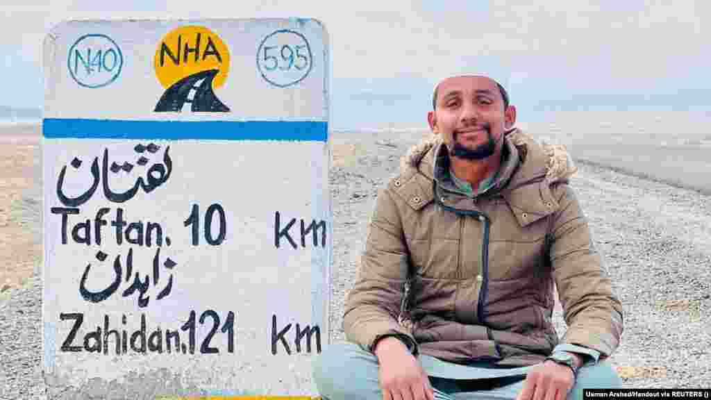 Това е пакистанският студент Усман Аршад в близост до Куета. Неговото шестмесечното пътуване пеш до свещения град Мека преминава през Пакистан, Иран, Обединените арабски емирства и Саудитска Арабия. Това са около&nbsp;4000 километра.