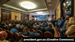 Під час виступу президента України Володимира Зеленського на Міжнародному форумі оборонних індустрій. Київ, 29 вересня 2023 року