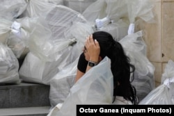 Romania - Queue for handing in the voting bags in Sector 1 in Bucharest