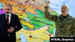 Прем'єр-міністр Вірменії Нікол Пашинян (ліворуч) та президент Азербайджану Ільхам Алієв (комбіноване архівне фото)