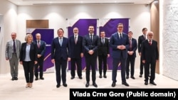 Summit of leaders of the Western Balkans and the European Union pose for a photo on May 16 in Kotor, Montenegro.