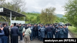 Armenia - Police block a road to Kirants village in Tavush province, May 3, 2024.
