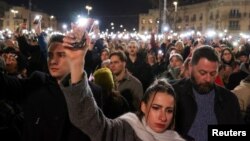 Протестиращи в центъра на Будапеща, 16 февруари 2023 г.