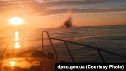 "The vessel lost its course and control, and a fire broke out on the upper deck," the Ukrainian Southern Military Command said on Telegram. 