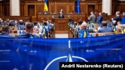 Генеральний секретар НАТО Єнс Столтенберґ під час виступу у Верховній Раді України. Київ, 29 квітня 2024 року