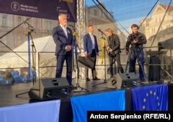 Президент Чехії Петр Павел на мітингу до другої річниці війни в Україні. Прага, 24 лютого 2024 року