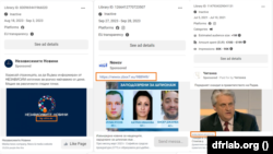 Capturi de ecran cu reclamele publicate între 2020 și 2023, care promovează siturile cu dezinformări pro-ruse.