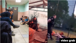 Орусиядагы тажикстандык мигранттар "Озоди" радиосуна жиберген видеолордон алынган сүрөттөр.