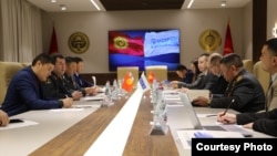 ИИМ башчысынын биринчи орун басары А.Бийбосуновдун ЕККУнун Кыргызстандагы өкүлү А.Рогов менен жолугушуусу. 