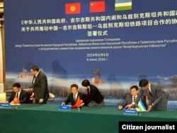 Semnarea acordului pentru construcția căii ferate China-Uzbekistan-Kârgâzstan, 6 iunie 2024.