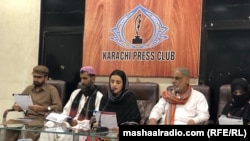 ماهرنګ بلوڅې د جون پر ۱۳مه په کراچۍ کې خبري غونډې ته وینا وکړه.‌