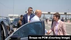 the prime ministers of North Macedonia, Dimitar Kovačevski of Serbia and Ana Brnabić, today in Preševo near the Macedonian border.