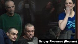 Ув’язнені українські громадяни в суді у російському Ростові-на-Дону, більшість із них – військовополонені, бійці полку «Азов». Росія, Ростов-на-Дону, 14 червня 2023 року