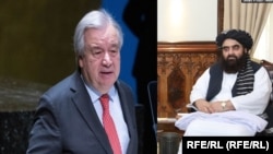 امیر خان متقی سرپرست وزارت خارجه حکومت طالبان و آنتونیو گوترش سرمنشی سازمان ملل متحد