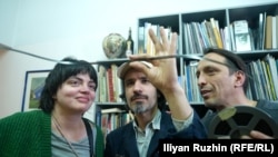 Отляво надясно - Неда Миланова, Кеворк Ванлян и Тихомир Стоянов от „Киноклуб Супер 8“.