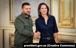 Президент України Володимир Зеленський і міністерка закордонних справ Німеччини Анналена Бербок. Київ, 11 вересня 2023 року