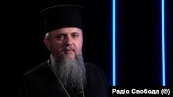 Предстоятель Православної церкви України (ПЦУ) митрополит Київський і всієї України Епіфаній у Київському бюро Радіо Свобода
