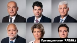 Премиерът Гълъб Донев, вицепремиерът по ефросредствата Атанас Пеканов, министърът на отбраната Димитър Стоянов, министърът на културата Велислав Минеков, спортната министърка Весела Лечева и правосъдният министър Крум Зарков (отляво горе надясно долу).