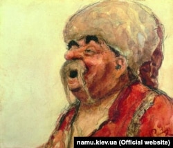 Робота художника Іллі Рєпіна (Ріпина). «Запорожець, що сміється», 1890 рік. Акварель для полотна «Запорожці пишуть листа турецькому султанові. НХМУ