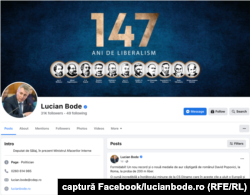 Captură de ecran cu pagina de Facebook a ministrului de Interne, Lucian Bode, în 17 august 2022. Ultima postare este cea redistribuită de paginile Poliției Române și a Ministerului de Interne.