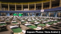 Centrul pentru refugiați de la Romexpo, în capitală.