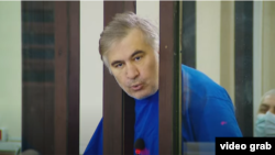 Михаил Саакашвили в едно от съдебните заседания срещу него