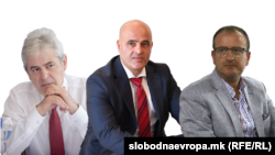 Илустрација: Лидерот на ДУИ Али Ахмети, премиерот Димитар Ковачевски и в.д. претседателот на Алијанса за Албанците Арбен Таравари