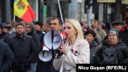 Protest al Partidului Șor în frunte cu Marina Tauber, octombrie 2022. 