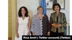 دیدار بانو رینا امیری با کمیشنر عالی حقوق بشر سازمان ملل . ( تصویر از صفحه تویتر رینا امیری )