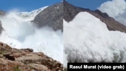 Мөңгү көчкөндө тартылган видеодон алынган сүрөт. Жети-Өгүз, 8-июль, 2022-жыл.