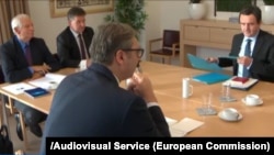Belgium - High-level Meeting of the Belgrade-Pristina Dialogue, Josep Borrell Fontelles, Miroslav Lajcak, Albin Kurti, Aleksandar Vučić, Brussels, 21Nov2022