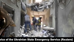 Харьковдогу талкаланган имарат. 1-март, 2022-жыл.