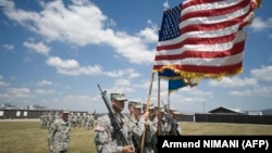 US soldiers at Camp Bondsteel, Kosovo, in 2014. Several hundred US troops remain stationed on Kosovo.