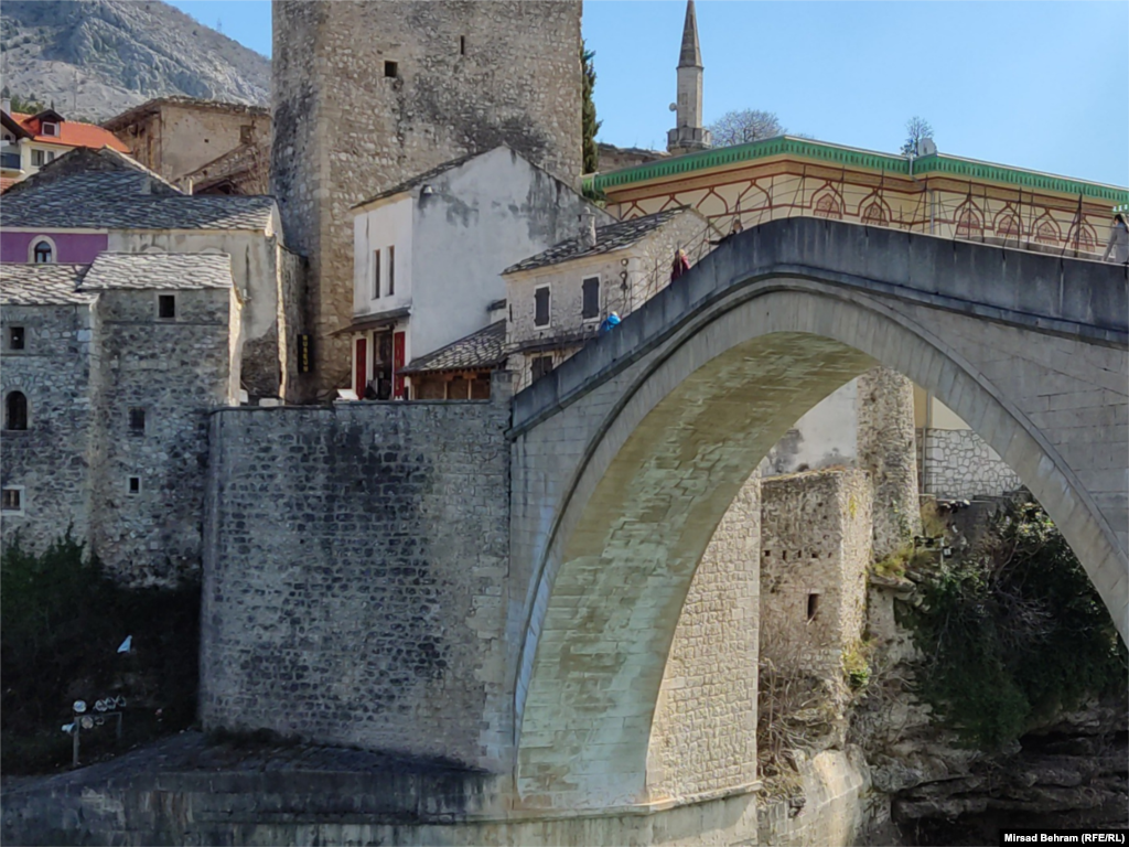 Mostar the Old bridge / before and after project/ 30 years of war