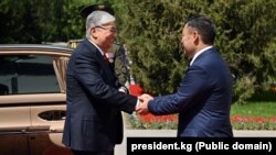 Садыр Жапаров жана Касым-Жоомарт Токаев Бишкекте. 26-май, 2022-жыл.