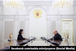 Саида Мирзиёева ва Михаил Мишустин, Москва, 29 май, 2025 йил.