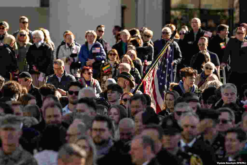 Разьвітаньне з амэрыканскімі вайскоўцамі, якія загінулі на палігоне. Вільня, 3 красавіка 2025 