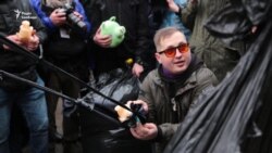 Адміністрацію президента закидали свинями – відео