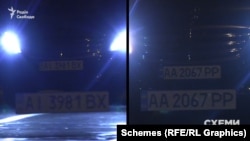 За три хвилини з території МВС через центральні ворота виїхав і той самий Mercedes, але вже з іншими номерними знаками