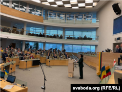 Сьвятлана Ціханоўская выступае ў Сейме Літвы