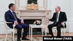 Садыр Жапаров и Владимир Путин.  Москва. 24 февраля 2021.