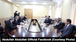 دیدار عبدالله عبدالله رئیس شورای عالی مصالحه ملی افغانستان با رئیس مجلس نمایندگان تاجیکستان در دوشنبه. دسمبر 21 2020