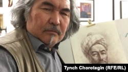 И.Бакиров өзү тарткан Махмуд Кашгари Барсканинин  сүрөтү менен. 24.5.2020.