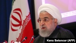 Иран президенти Роухани Нью-Йорктогу басма сөз жыйынында, 26-сентябрь, 2019-жыл.