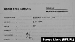 Un raport de producție al unei emisiuni Actualitatea Românească (Soursă: Hoover Archives, Standford)