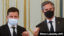 Владимир Зеленский и Энтони Блинкен на совместной пресс-конференции в Киеве 6 мая