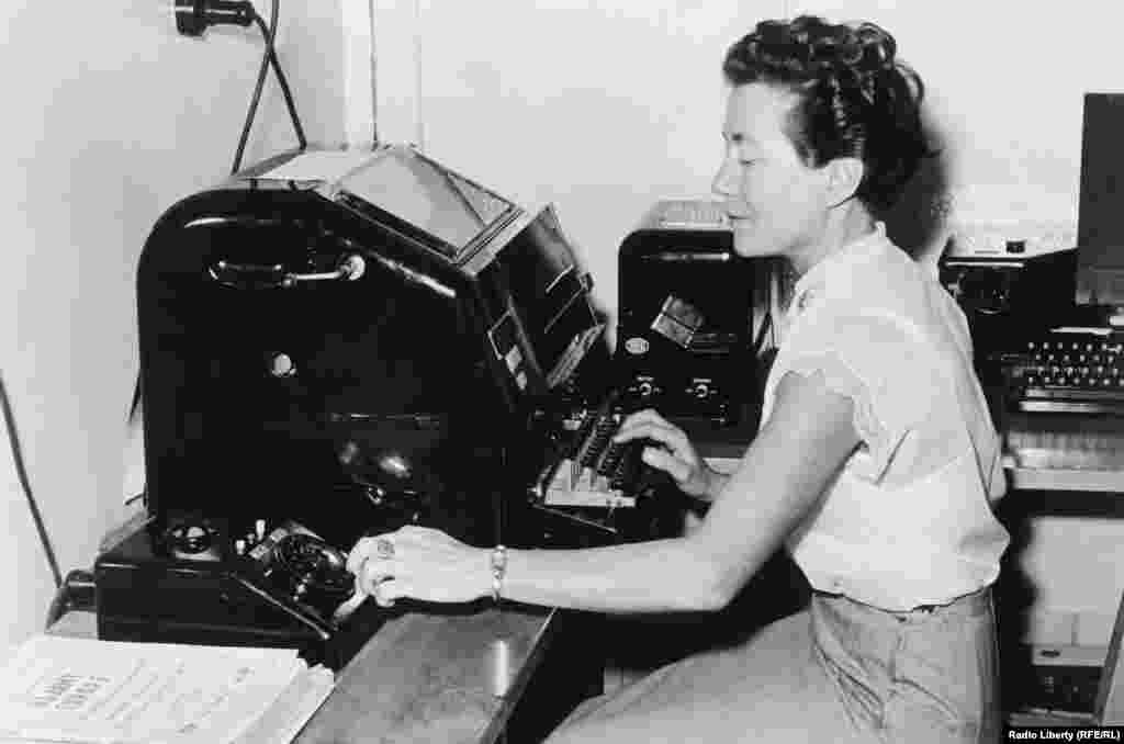 A Radio Liberty teletype operator in the 1950s.